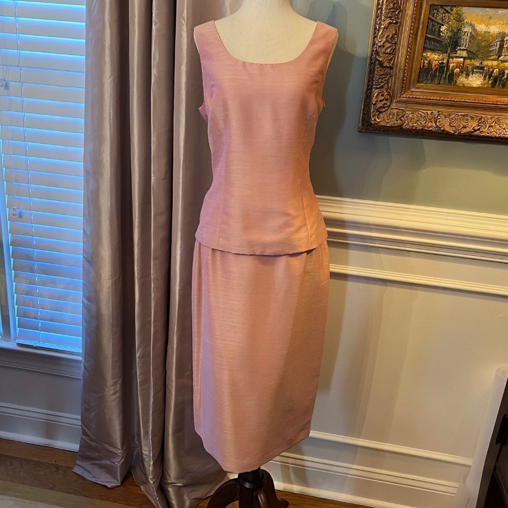 NWOT Kasper 3-Piece Skirt & Jacket & Top Suit Dusty Rose Pink Shantung Size 10 - Picture 3 of 8